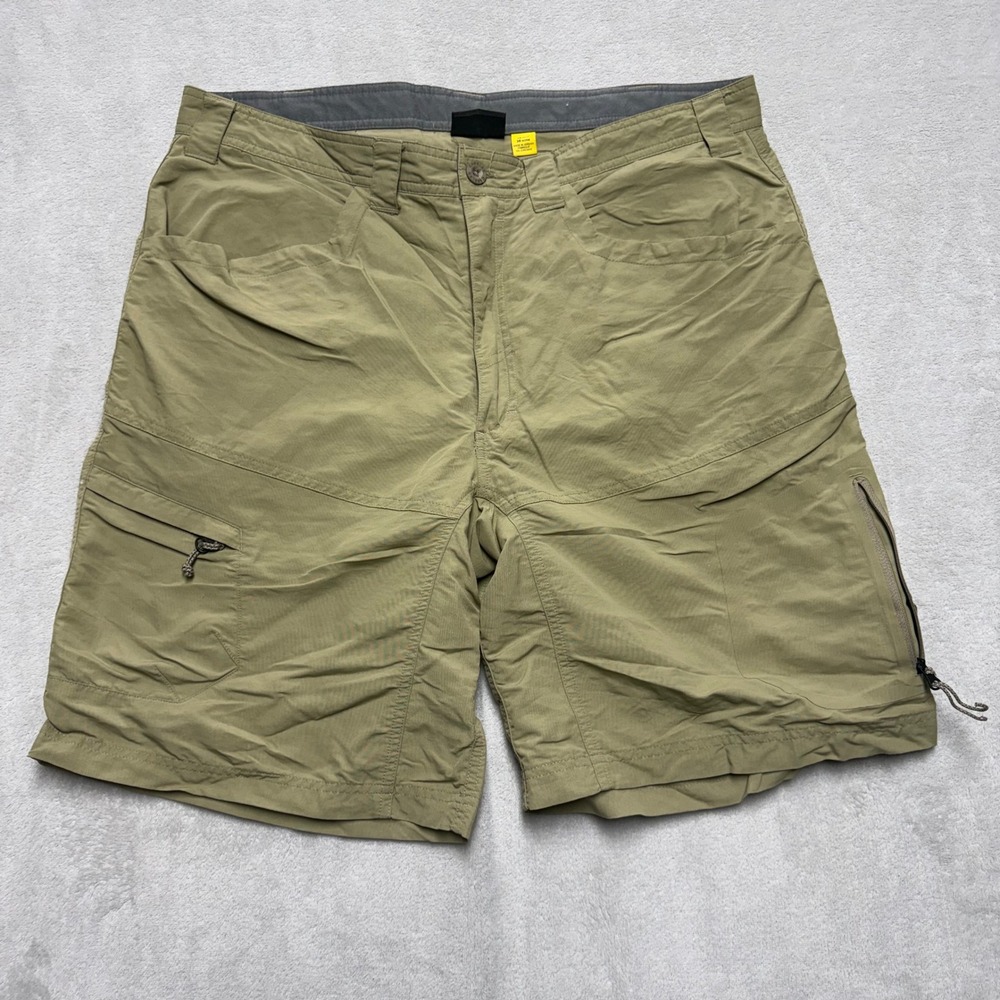 Cabelas Mens 38 Khaki Nylon Cargo Shorts Hiking Fishing Utility Guidewear